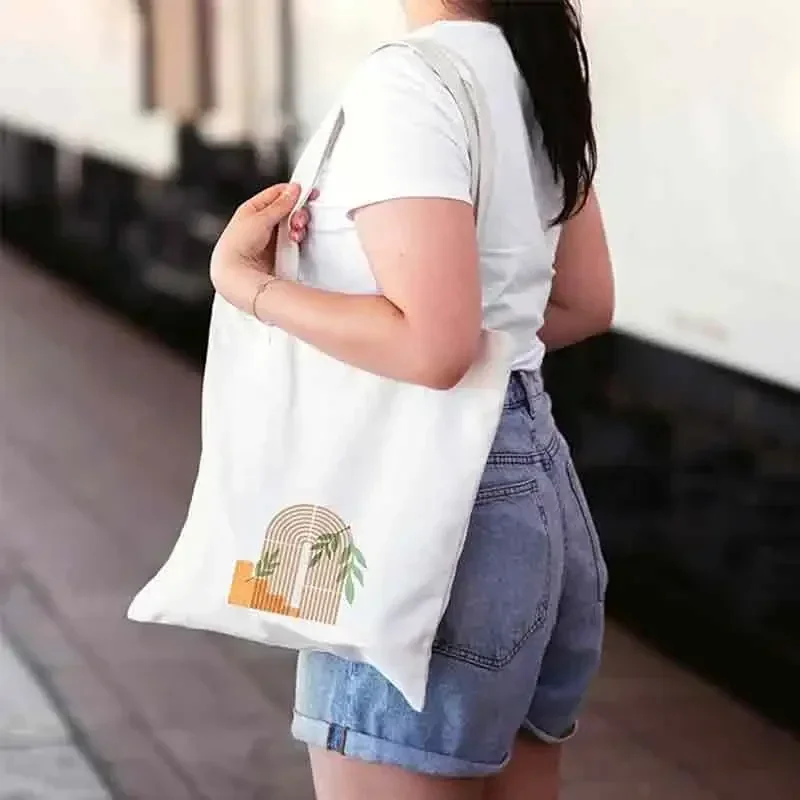 GCB01 Эстетическая оранжевая хлопковая холщовая сумка-тоут в стиле бохо