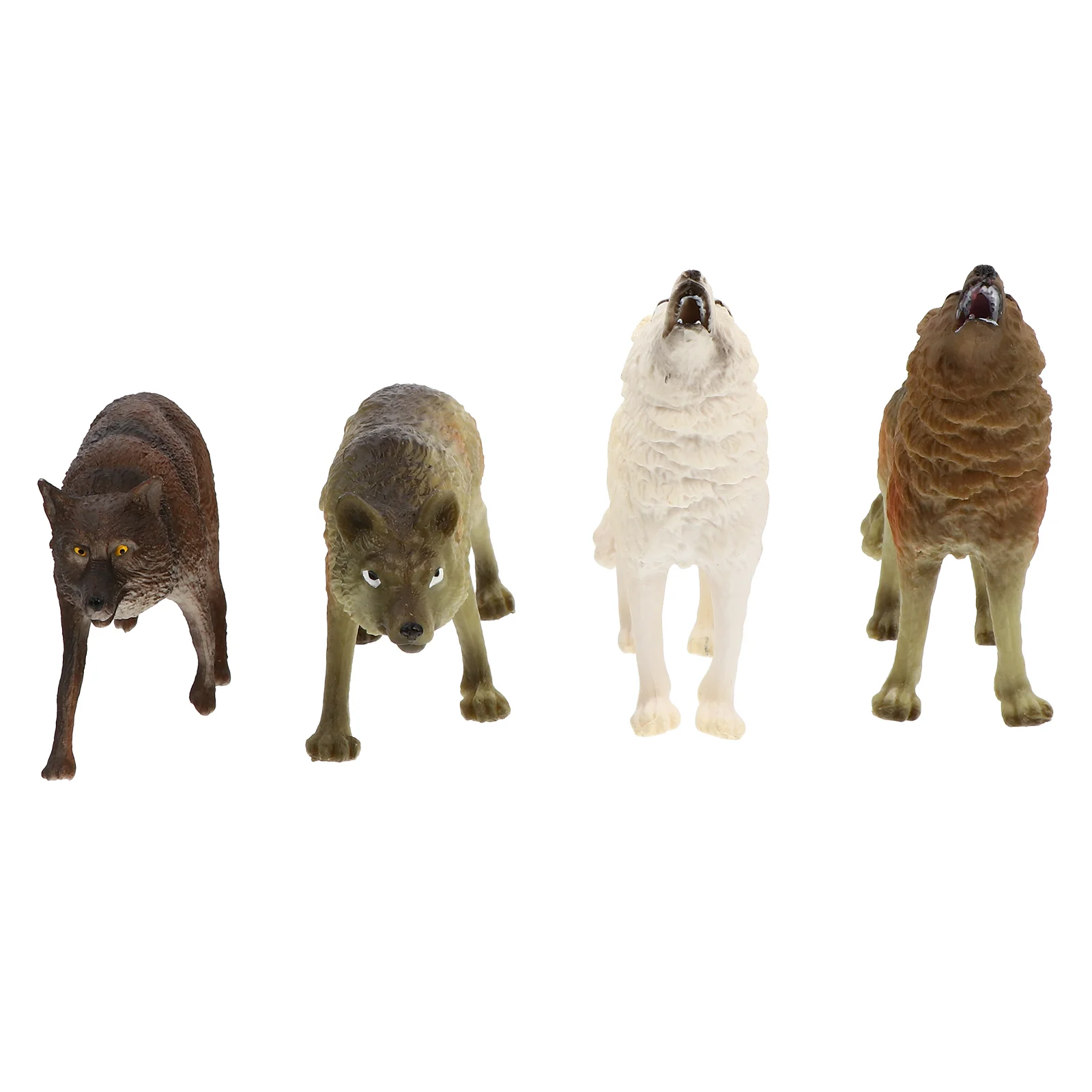 

4pcs Simulation Wolf Toys Plastic Wildlife Models Desktop Home Decoration