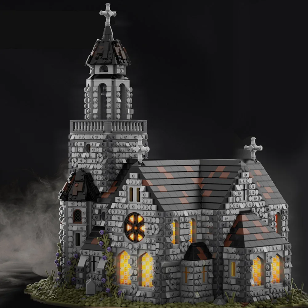 

MOC Medieval Cathedral Modular Church Architecture Building Block Retro Castle House Bell Tower Brick Model Toy DIY Kids ToyGift