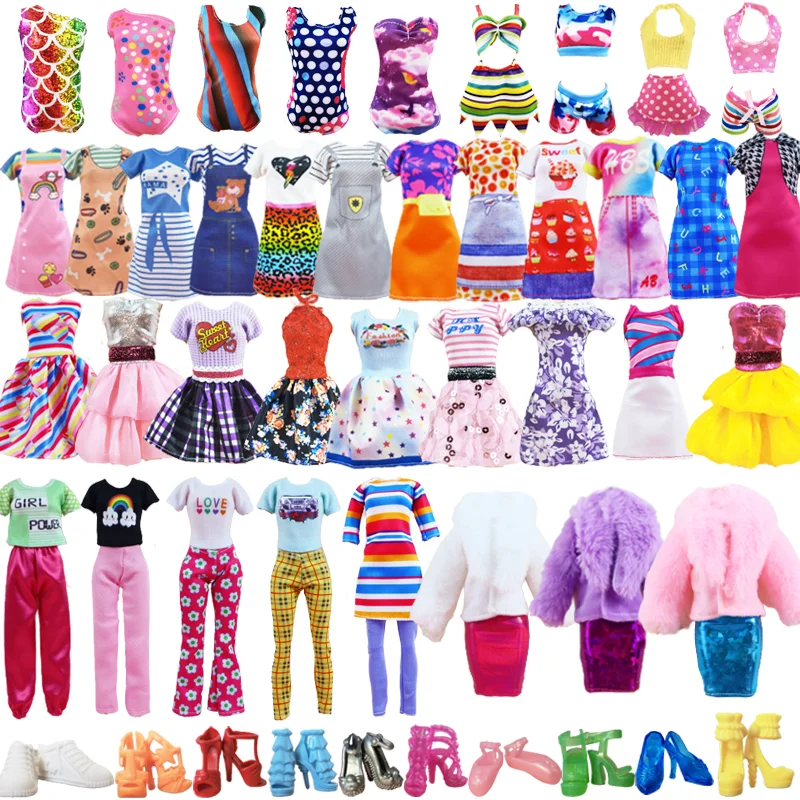 30 шт. дешевые модные куклы Барби одежда платье меховое пальто верхние брюки обувь