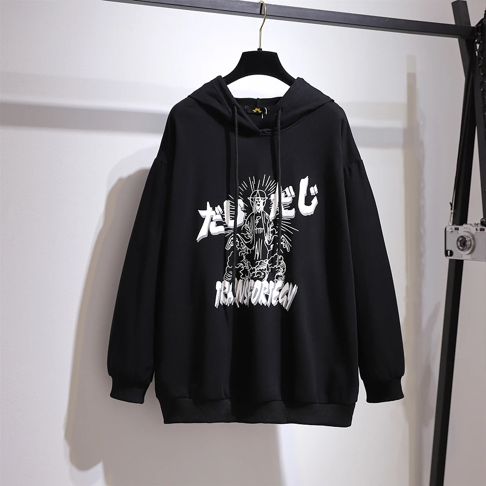 Женская Толстовка Больших Размеров Повседневная Хлопковая Полиэстеровая Смесь