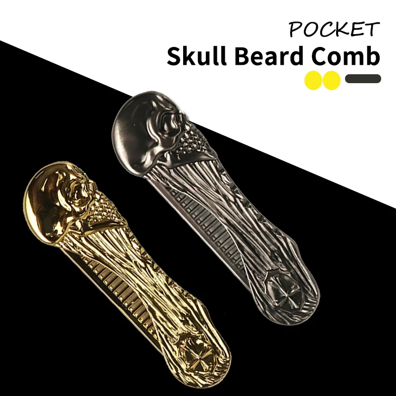 

Senior Skull Hair Comb Portable Zinc Alloy Folding Comb Barber Mustache Care Shaping Tools Pocket Combs
