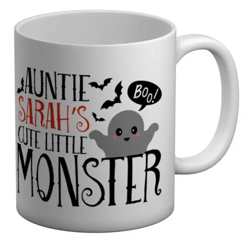 Персонализированная белая кружка 11 унций с милым маленьким монстром