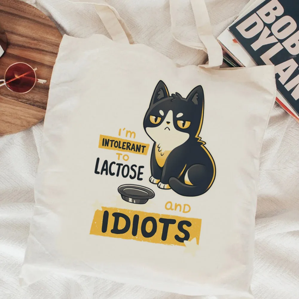 Сумка для покупок с кошкой хлопчатобумажная Холщовая сумка из переработанного