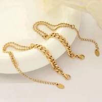 creative new simple fine beads cuban chain bracelet for women jewelry cable kpop stainless steel 18k real gold plating vacation