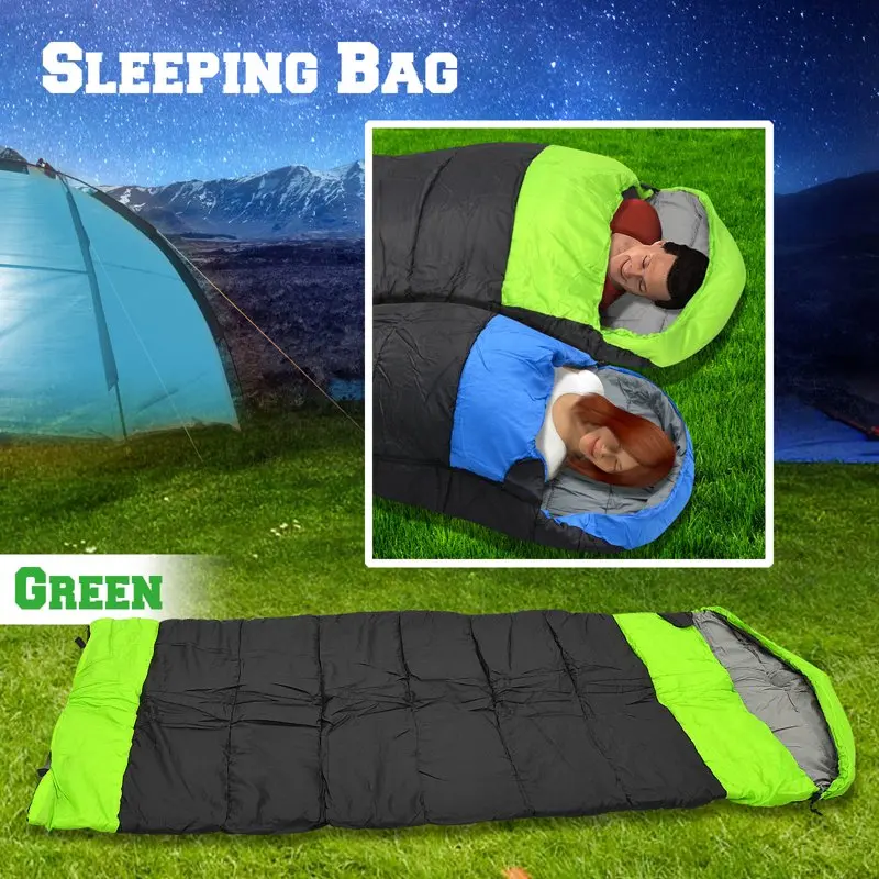 

Прочный туристический спальный мешок Cool Sunrise Green с капюшоном, с сумкой для переноски, для сна в помещении или на улице, идеально подходит для кемпинга и