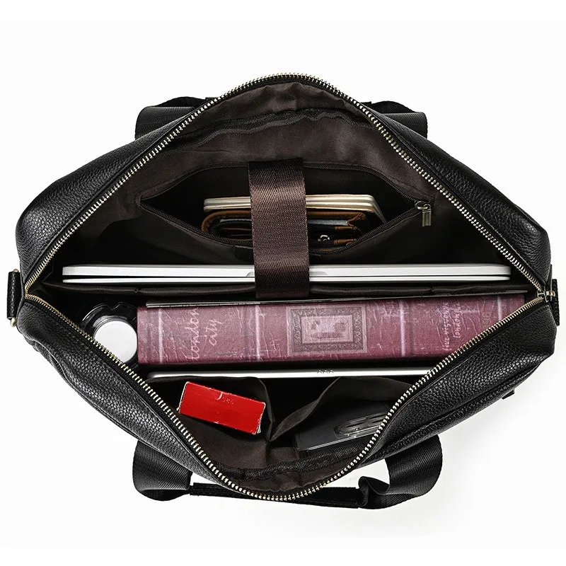 Портфель мужской из натуральной кожи сумка-мессенджер воловьей для ноутбука 14