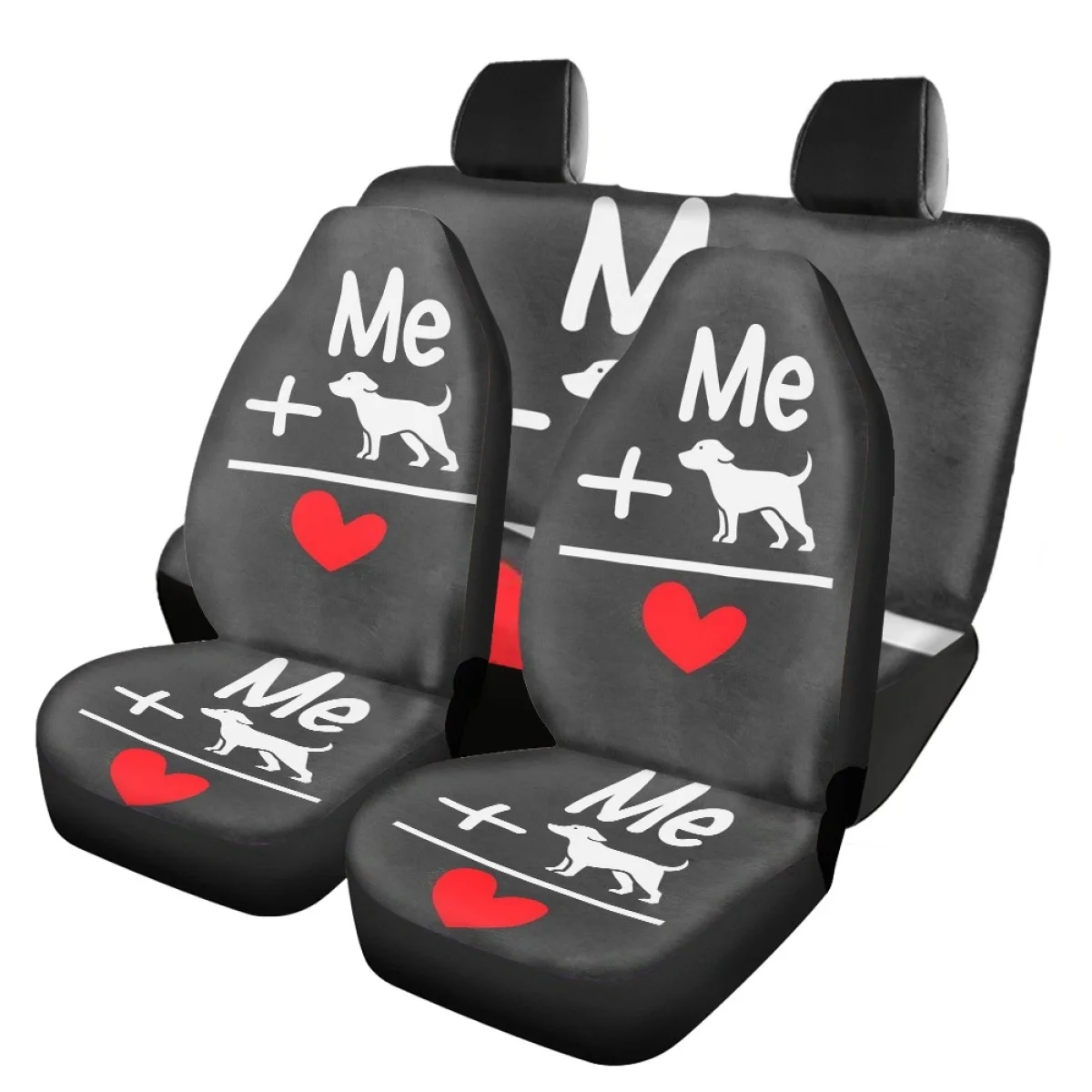 

Universal Vehicle Seat Covers for Women Dog with Heart Anti-Slip Seat Protector Easy to Install Front&Back Interior Seat Cover