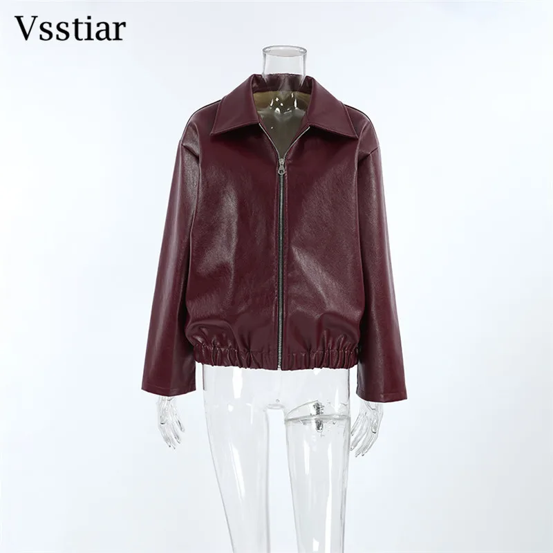 Vsstiar новые модные кожаные куртки из искусственной кожи на молнии женские