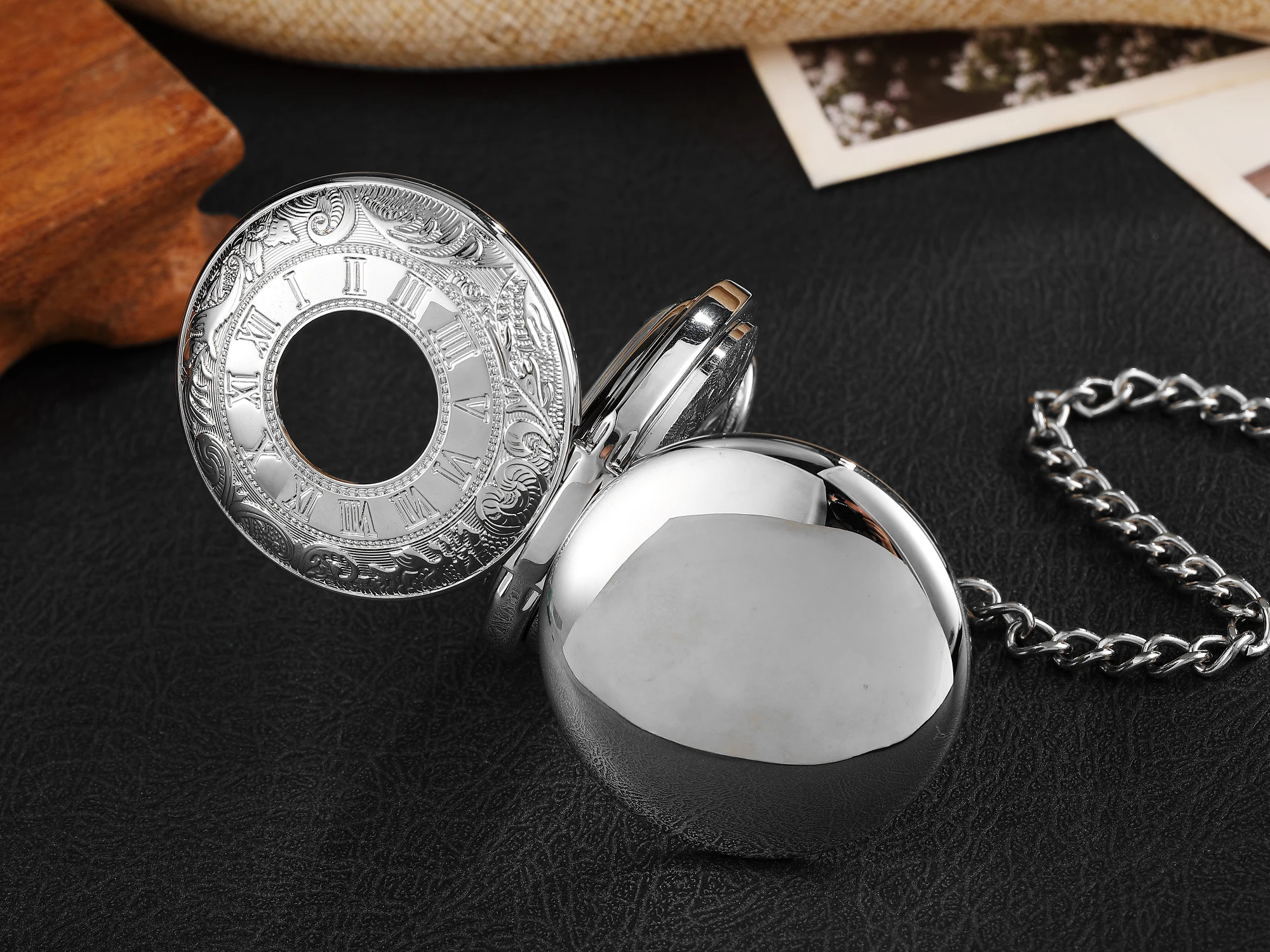 Full Silver Antique Steampunk Vintage Roman Numerals Automatic Mechanical Pocket Watch Necklace Retro Clock Chain Reloj Hombre