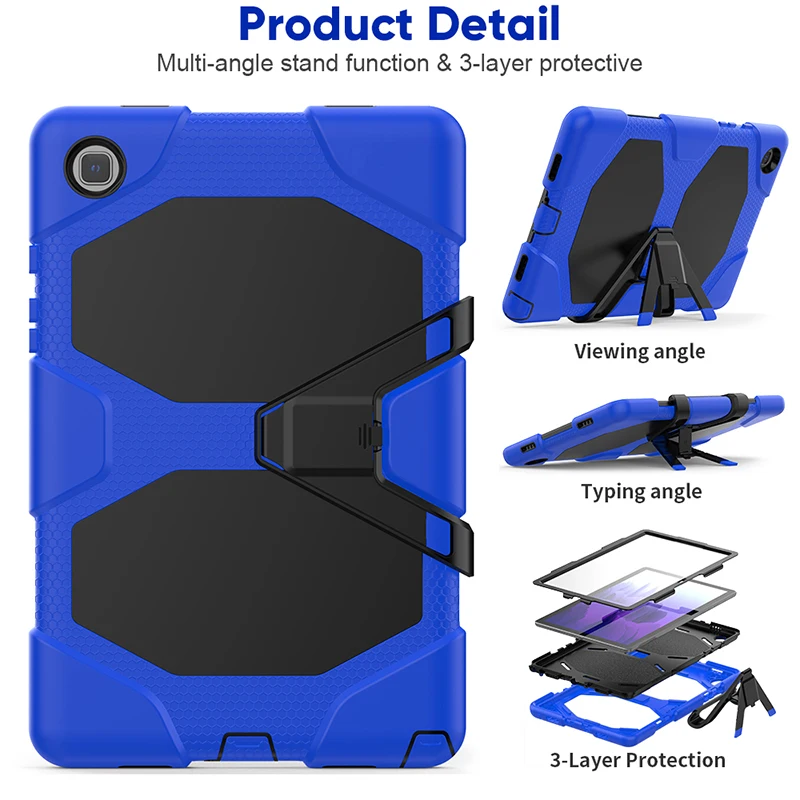 

SM-T505 Rugged Cover with Kickstand for Samsung Galaxy Tab A7 10.4 T505 T500 Silicone Case+Pen
