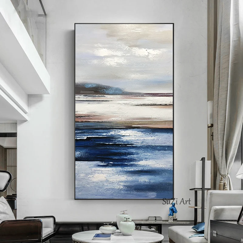 

Чистая роспись маслом вручную, современный скандинавский свет, роскошное настенное искусство, Северная Европа, декоративная роспись больш...