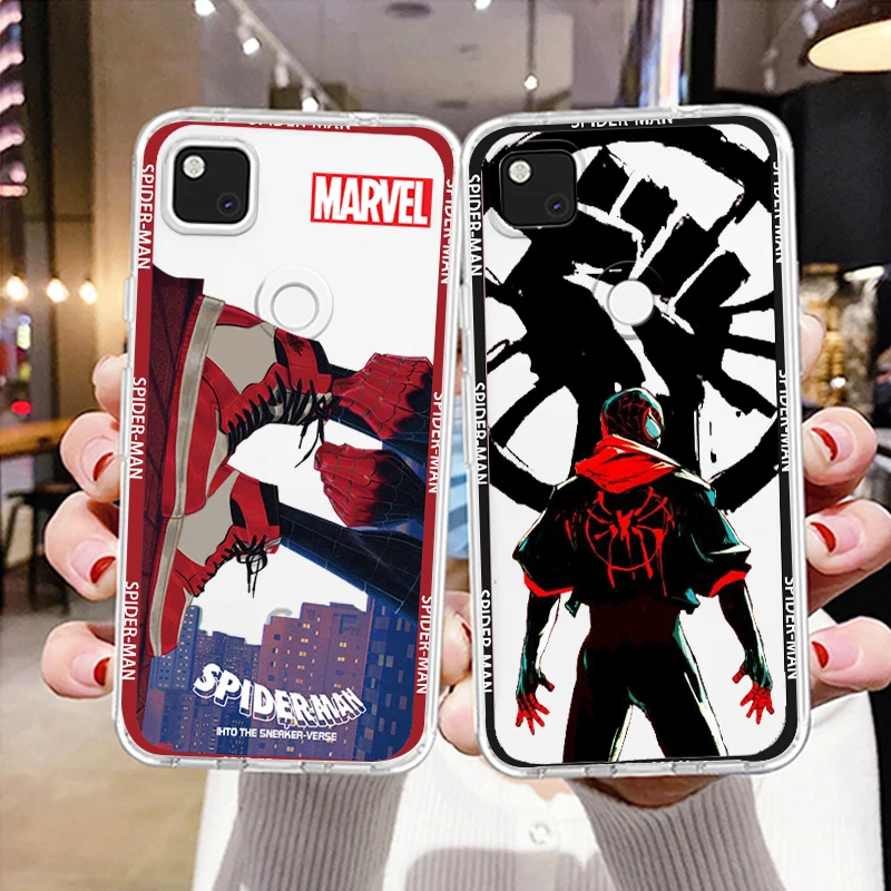 

Marvel Spiderman Superhero Phone Case For Google Pixel 7 6 Pro 6A 5A 5 4 4A XL 4G 5G Transparent Cover Soft TPU FUndas Capa