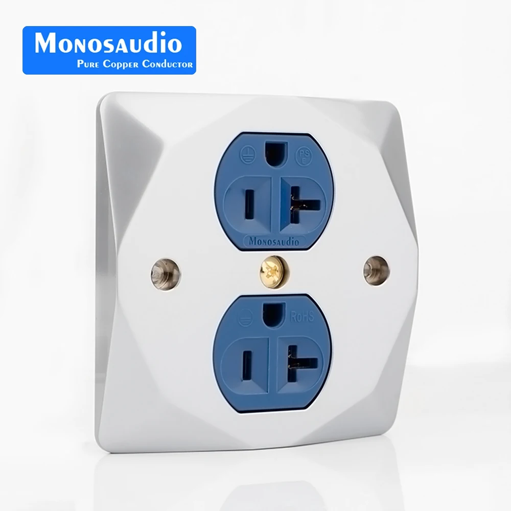 

Monosaudio P86 +DP1G/R Pure Red Copper Gold/Rhodium Plated US AC Power Receptacle Wall Outlet Copper Socket 20A 125V AC