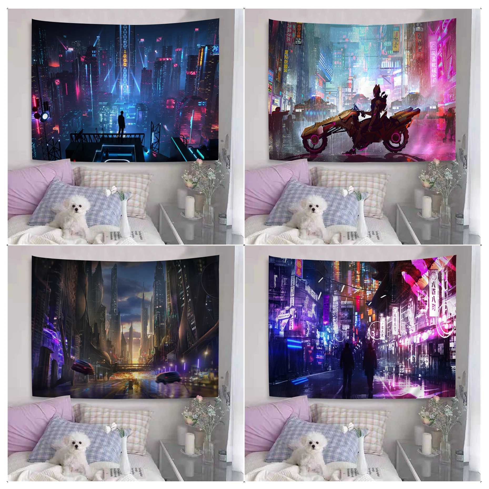 

Cyberpunk Futuristic City DIY Wall Tapestry Japanese Wall Tapestry Anime Art Home Decor