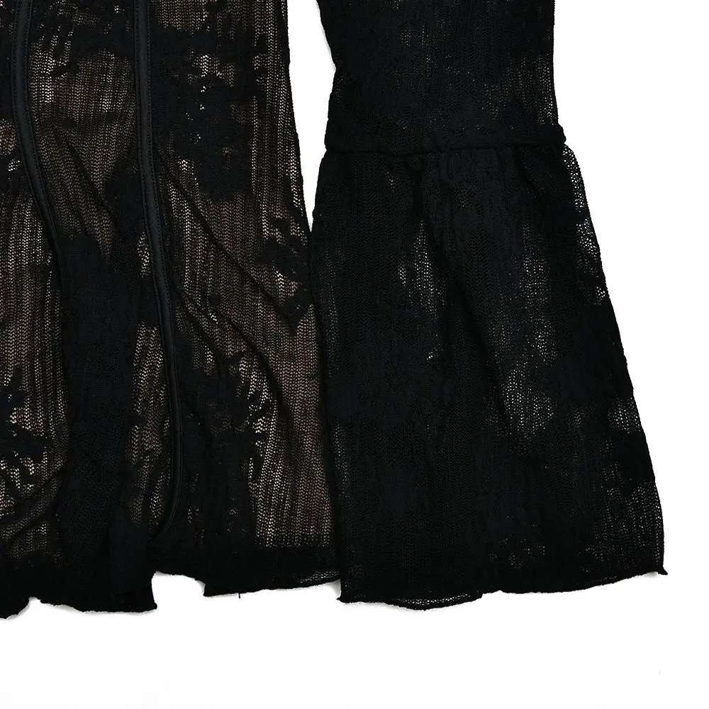 Flare Long Sleeve Backless Print Dress Square Neck Chest Wrap Mini Frenum