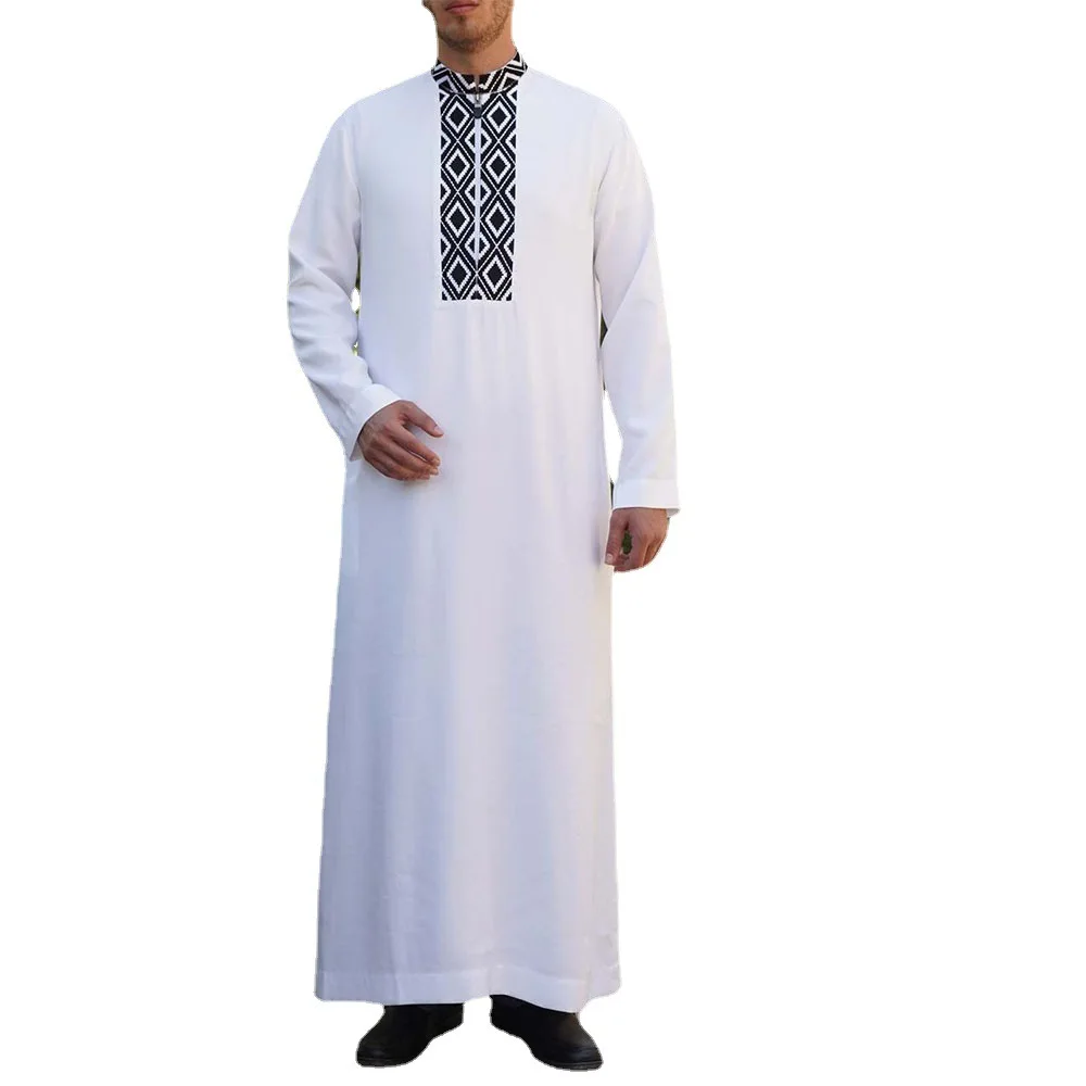 2022 New Arab Middle East Ramadan Clothing Long Sleeve Simple Solid Color Men Robes Muslim Ropas De Hombre árabe