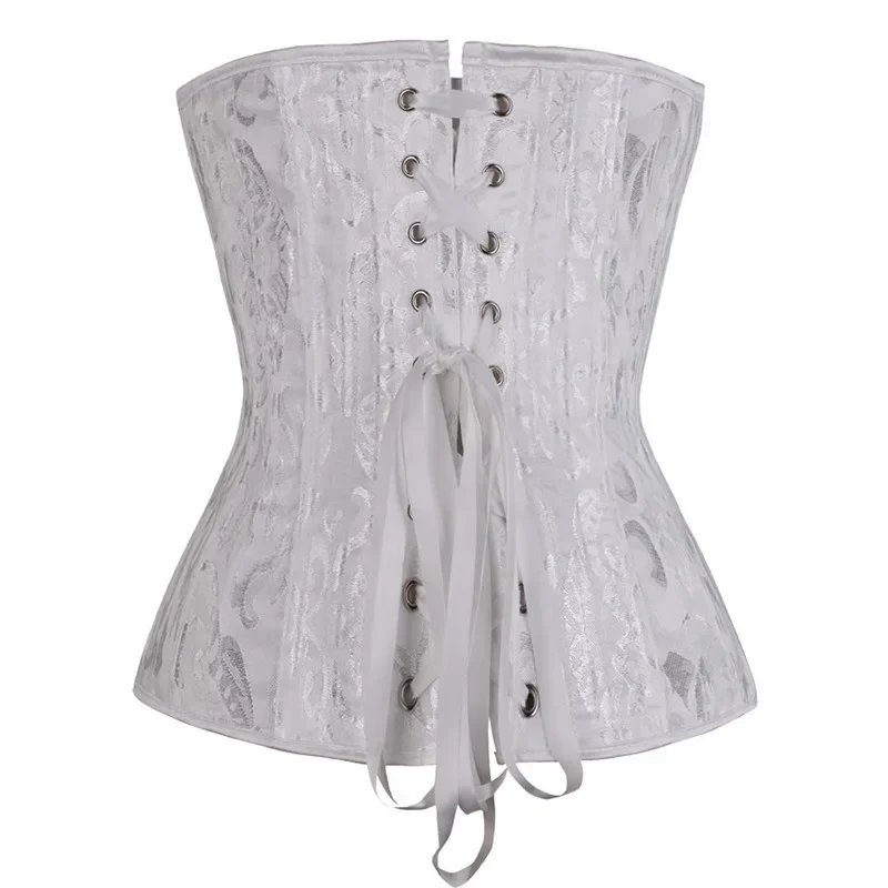 Женский атласный корсет черный/коричневый/белый под грудью с виниловой вставкой