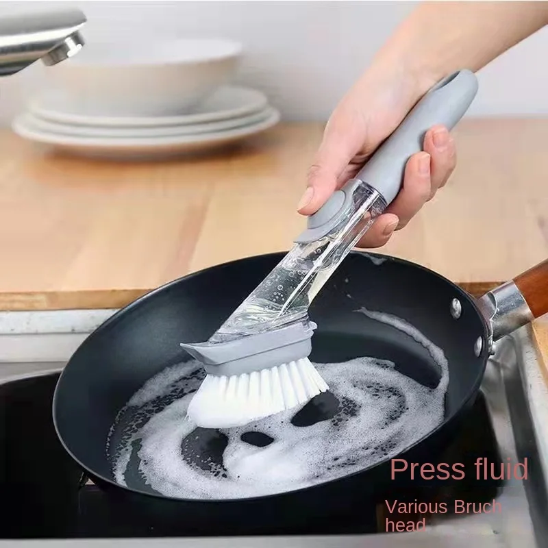

Специальная кухонная гидравлическая щетка для мытья кастрюль с длинной ручкой, антипригарная масляная автоматическая щетка для добавлени...