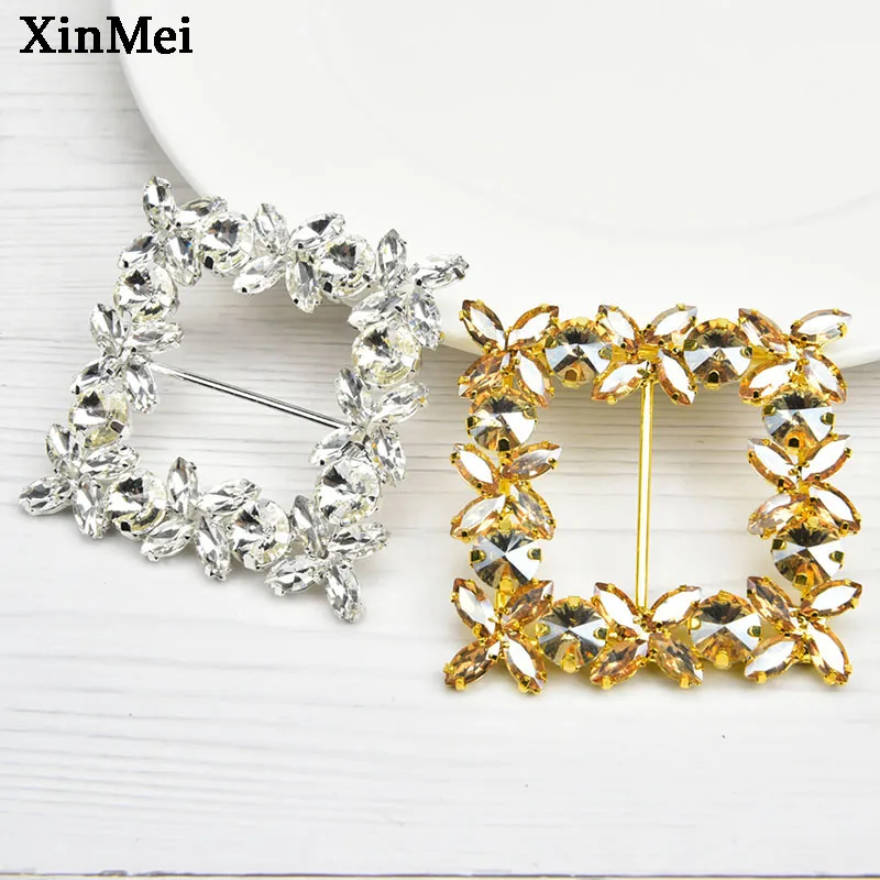 

2 шт., серебряные металлические пряжки с кристаллами