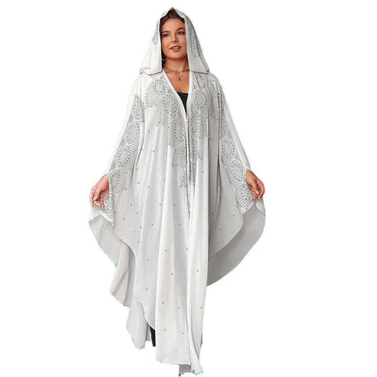 Платье женское длинное с V-образным вырезом и длинным рукавом