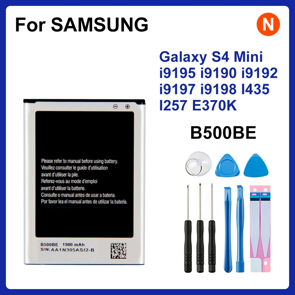 

Orginal B500BE 1900mAh Battery For Samsung S4 mini I9190 i9192 I9195 I9198 Replacement batteries with NFC 4 pins