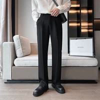 white gray black suit pants men slim fashion social mens dress pants korean straight pants mens office formal trousers m 5xl