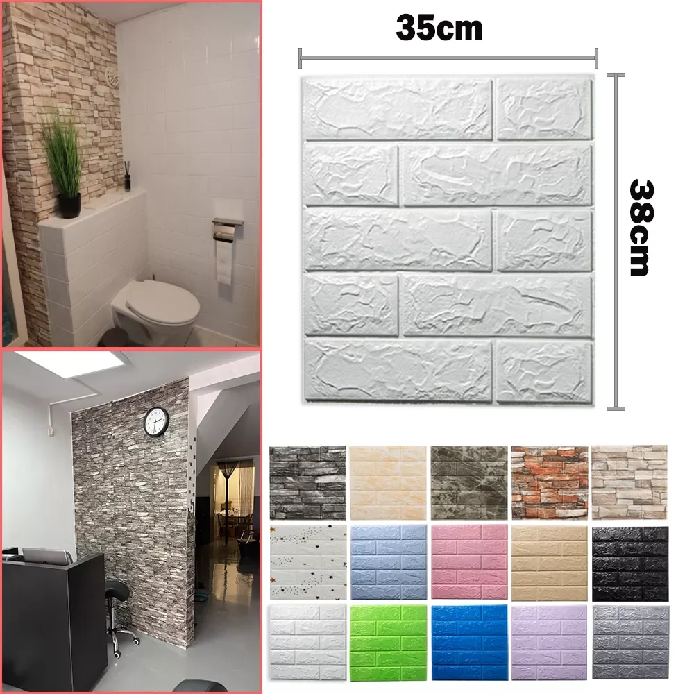 

NEW IN Decorative 3D Wall Stickers Self adhesive Wallpaper Foam Panels Home Decor Living Room Bedroom House Decoration Bathroom