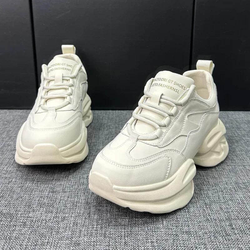 Туфли женские спортивные на толстой подошве сетчатые Красные кроссовки