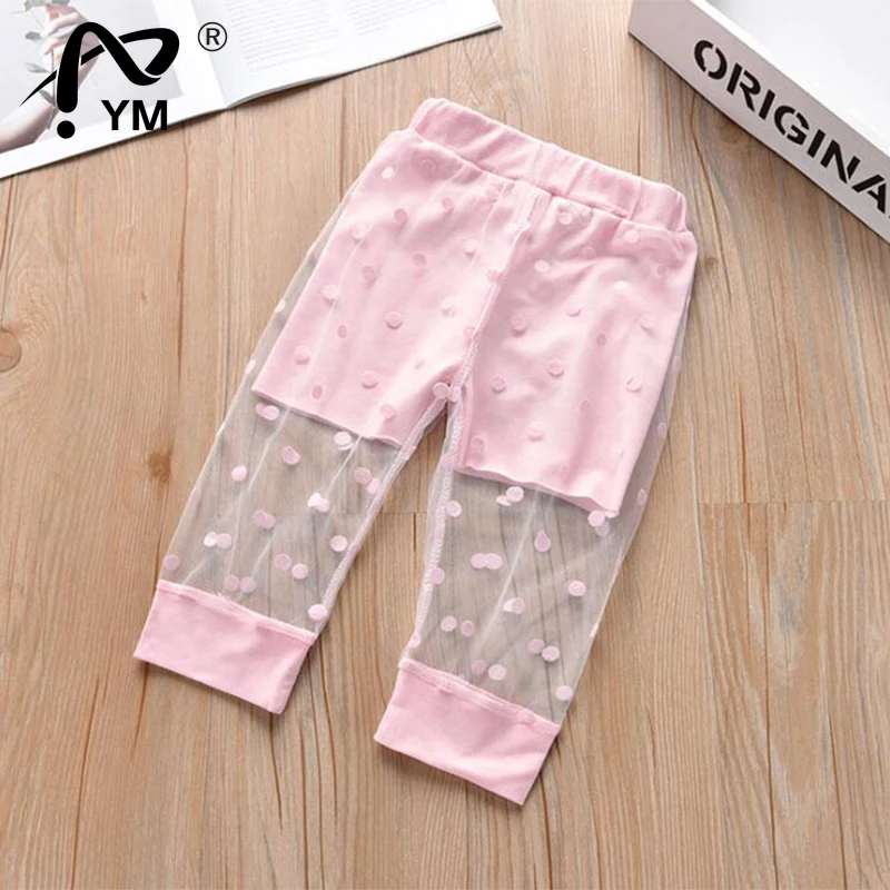 

New Kids Pants Summer Girls Pants False Two Lace Children's Pants Pants Nine Points Baby Girl Clothes