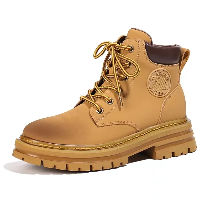 British Wind Rhubarb Female Autumn New Versatile Kick Not Bad Motorcycle Platform Short Leather Martin Boots.