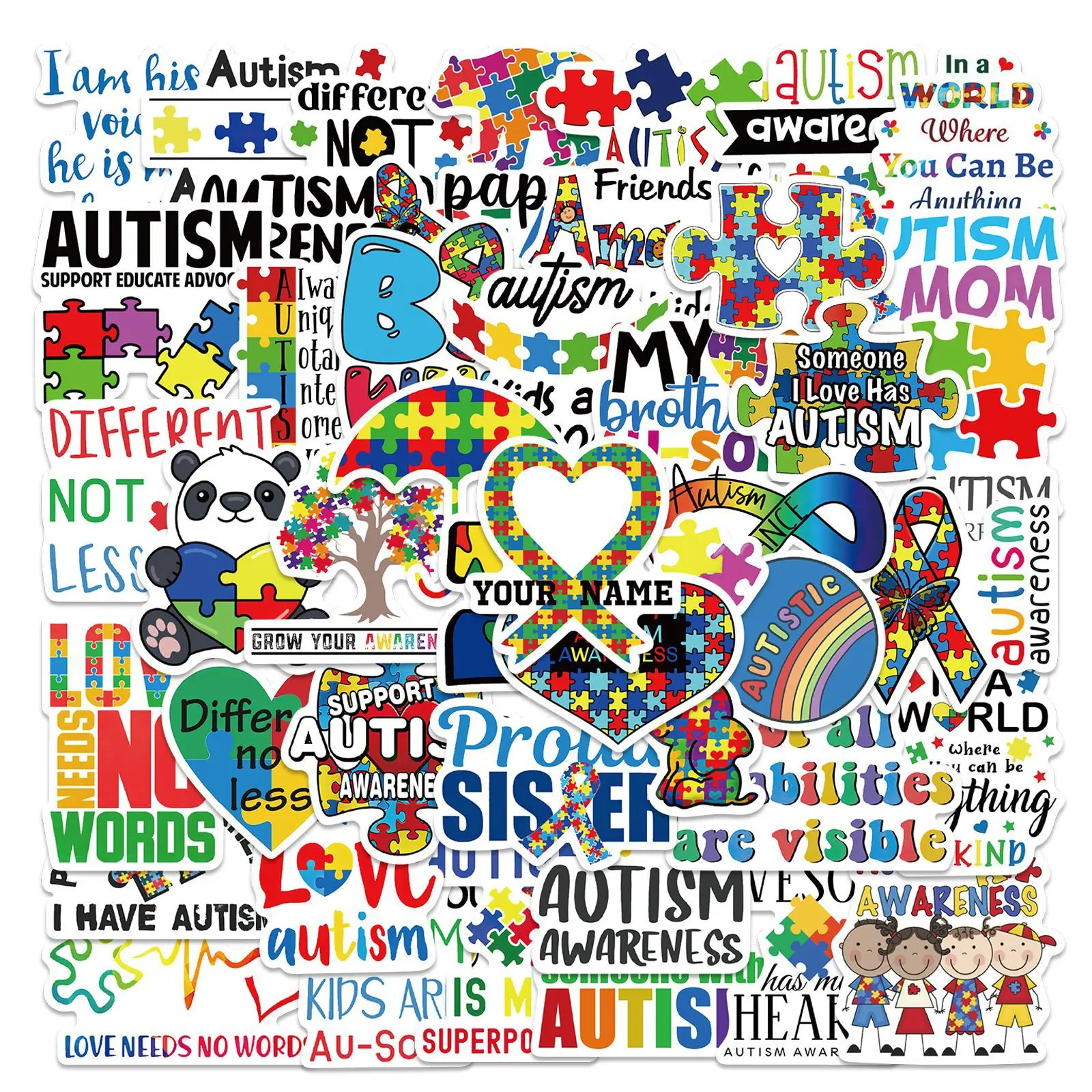 

10/30/50pcs/piece Interesting Raise Autism Awareness Graffiti Stickers For Cars Luggage Skateboard Computer Guitar Laptop DIY