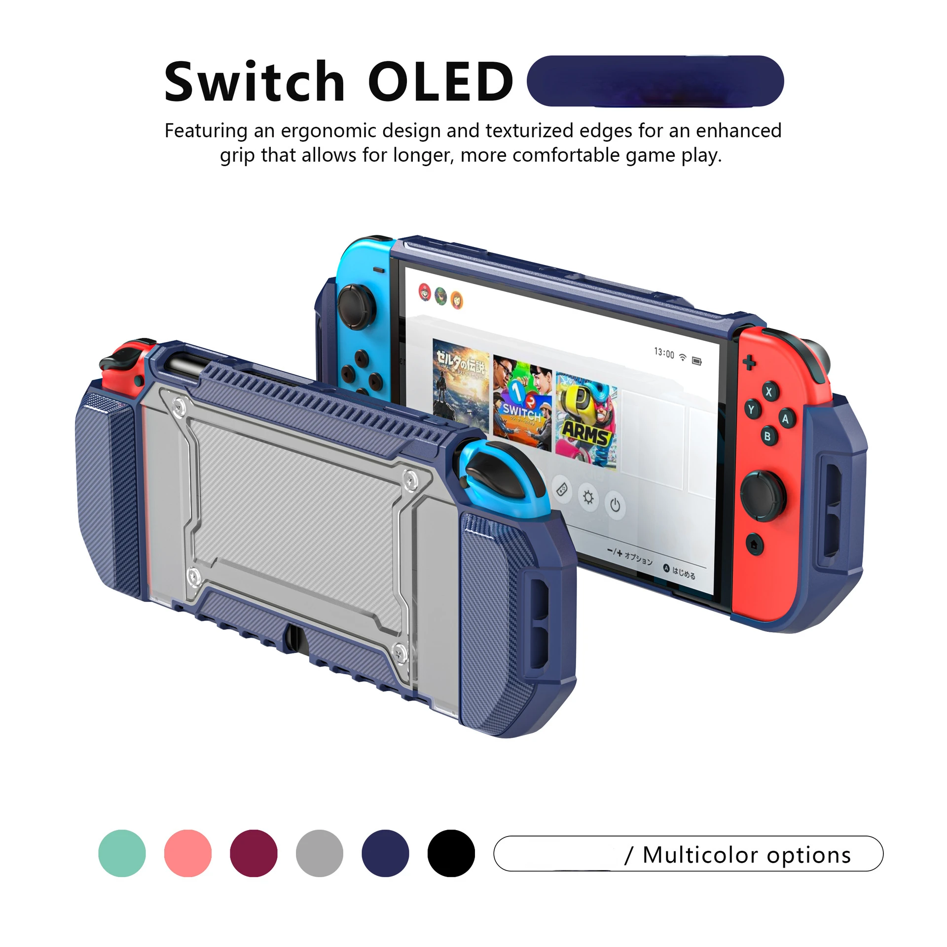 

Защитный чехол HEYSTOP для моделей Nintendo Switch на органических светодиодах с 2 слотами для игровых карт, высококачественный защитный чехол из поли...
