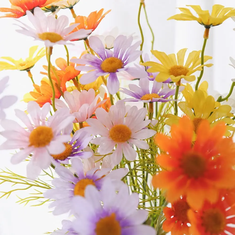 6PCS Artificial Flowers Outdoors Fake Small Daisy Flower UV Resistant for Home Indoor Outside Planter Garden Wedding Vase Decor |
