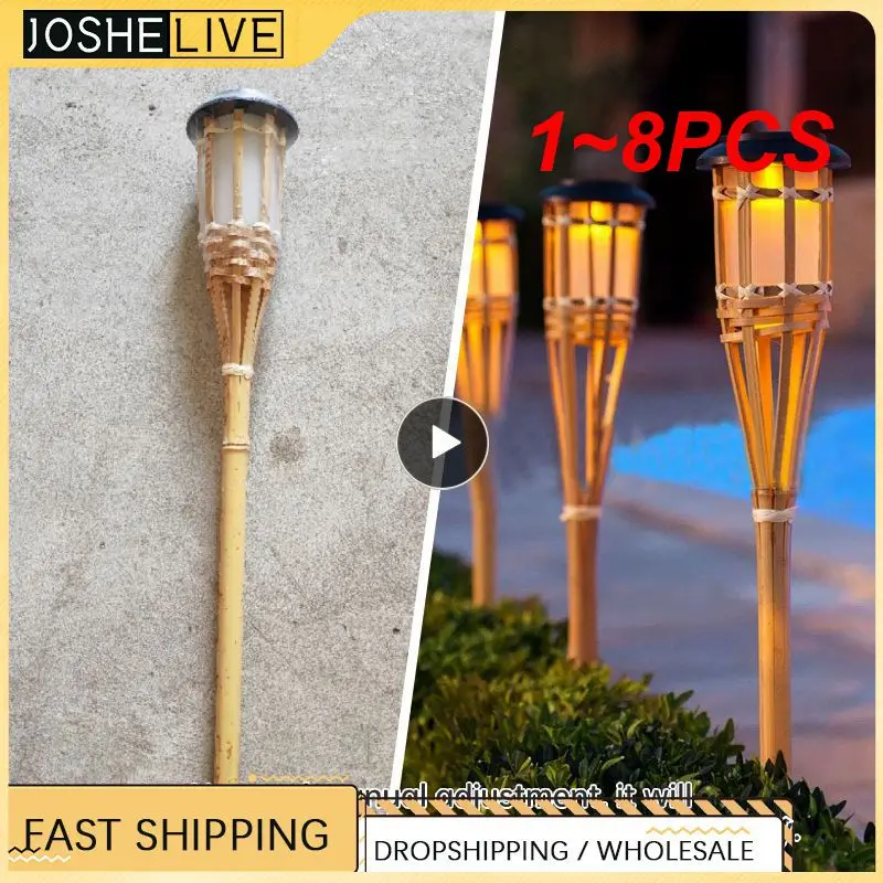 

Солнечные лампы с эффектом пламени, водонепроницаемые садовые фонарики ручной работы из бамбука для газона, двора, ландшафта, освещение для улицы, 1 ~ 8 шт.