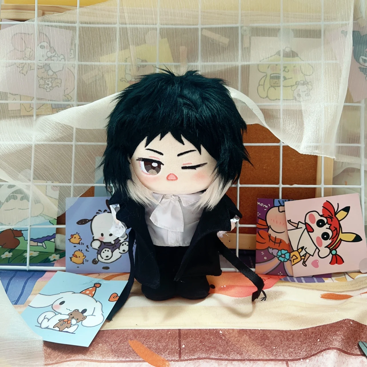 

20CM Japan Anime Bungo Stray Dogs Ryunosuke Akutagawa Cute Plush Stuffed Cotton Dolls Dress Up Cosplay Fans Birthday Gift