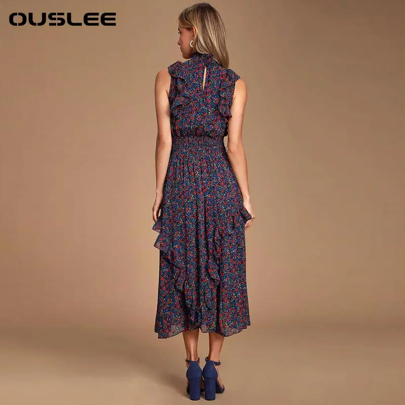 Ожсля Женское платье Летняя элегантность Безрукавное Пляжное Повседневное Бохо Все платья Женская галстук-галстук Вечернее платье Размер на.