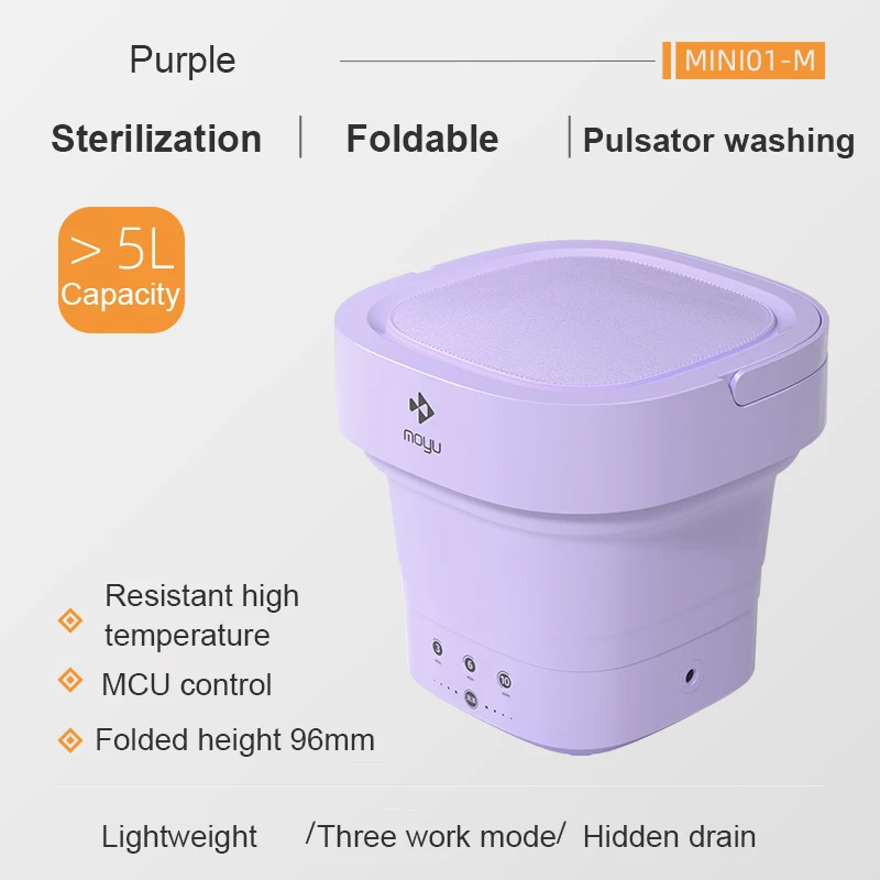 Portable Washing Machine Mini Foldable Laundry Machine for Underwear Baby Clothes Bacteriostatic Washer for Business Travel 5L