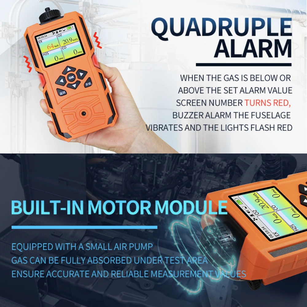 AIKESI X-4BX портативный насос мульти-детектор газа сигнализация кислорода O2 озон O3