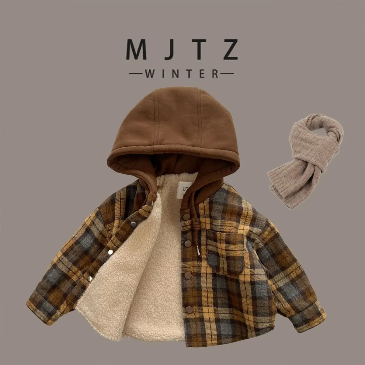 Детская рубашка с капюшоном детская плотная одежда рубашки в клетку цвета хаки