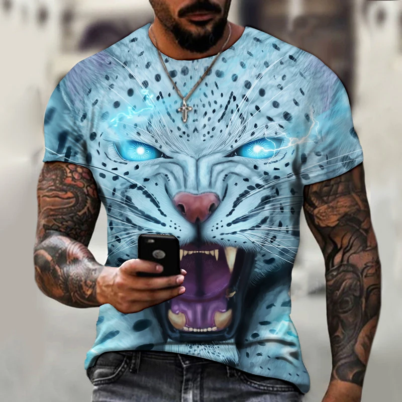Summer New Animal Print T Shirt Tiger 3DT Design Men T Shirt Oversized Streetwear XXS-6XL