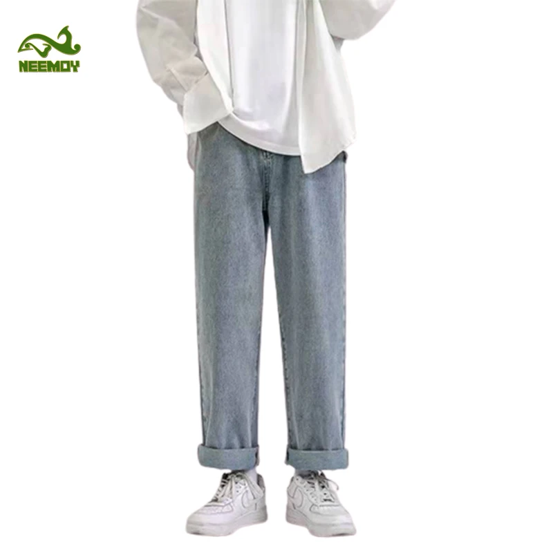 Neemoy New Men's Loose Casual Jeans Streetwear Pants Fashion Korea Style Ins Spring and Autumn New Straight Wild Wide-leg Pants