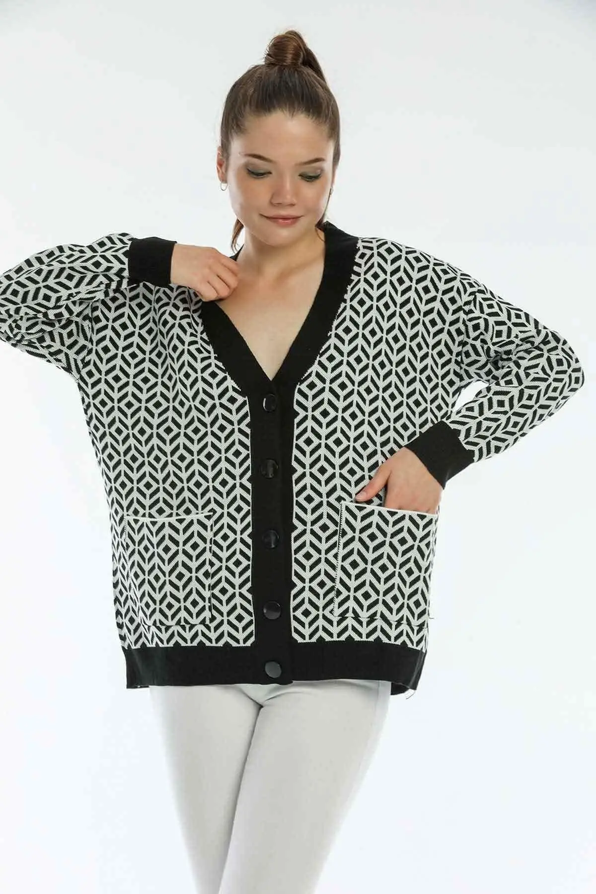 

Women's Cardigan Diana Black sportswear Casual Knitted Quality Fashion Cardigan Sweaters Loose Sweater Jumper