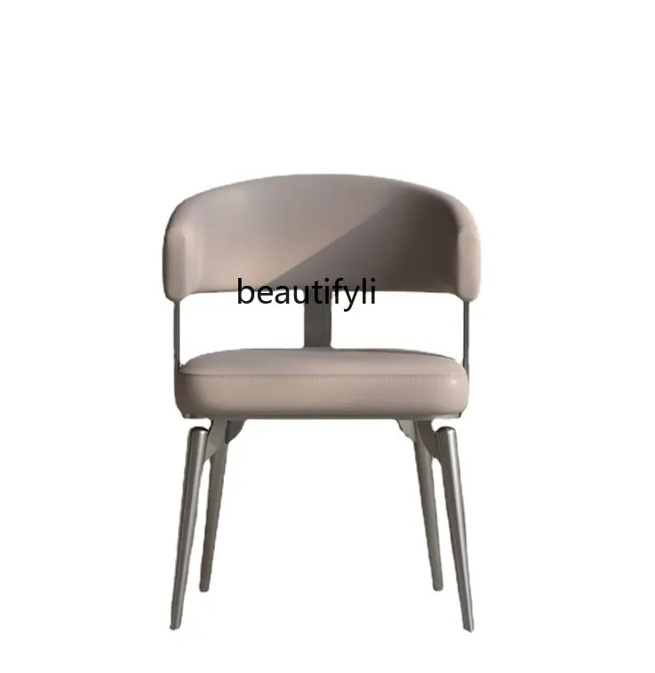 

Modern Leather Light Luxury Dining Chair High-Grade Dining Chair Household Restaurant with Backrest Genuine Leather Chair