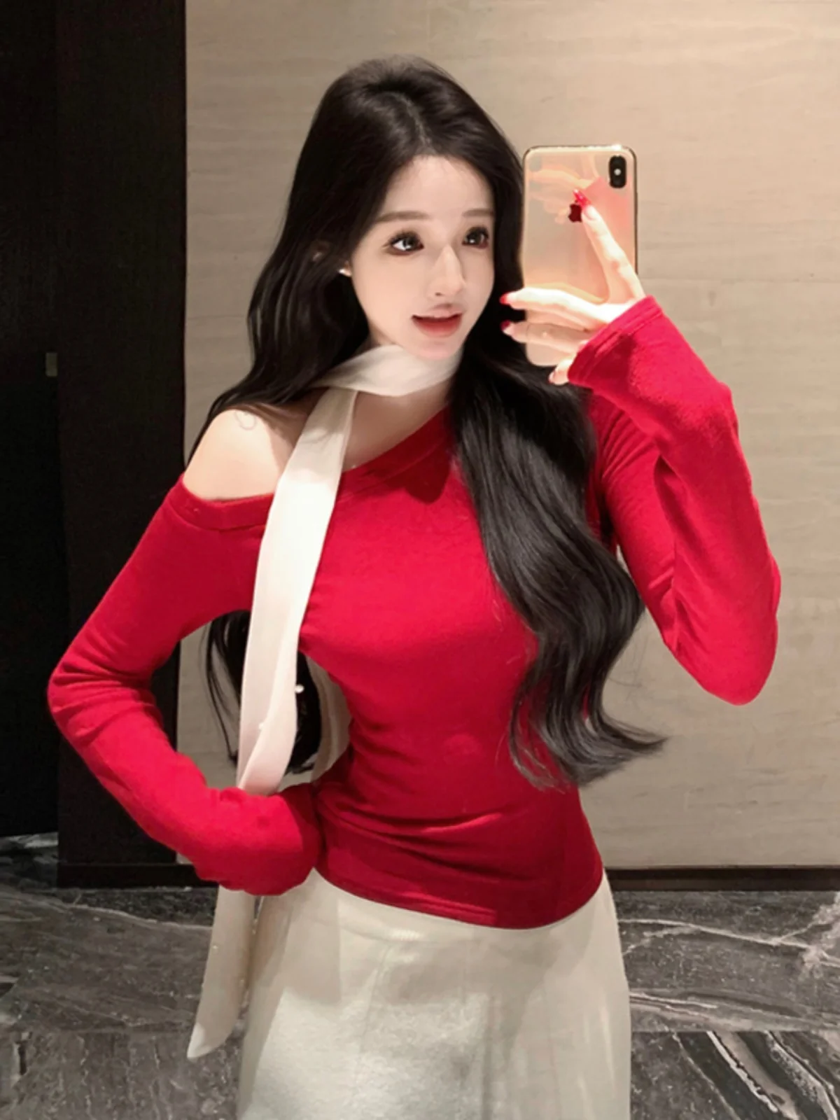 Pure Desire Sle Красная Рождественская Новая Годовая Атмосфера Бант Рубашка на