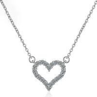 simple hollow heart pendant necklace forwomen s925 shiny aaa zircon choker clavicle chain trend girl wedding party charm jewelry