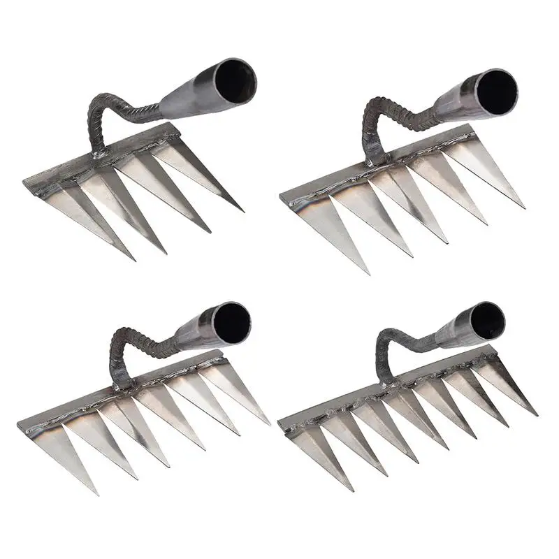 

Weeding Hoe Rake Farm Tool Weeding Scarifier Artifact Agricultural Tools Six-tooth Nail Harrow Carbon Steel Gardening Weeding