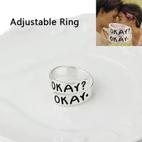 fashion tv with the same ring okay creative alloy simple couple ring popular all match jewelry accessories adjustable ring gift