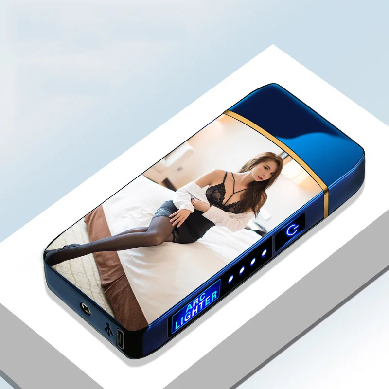 Электрическая ветрозащитная металлическая перезаряжаемая USB Зажигалка с