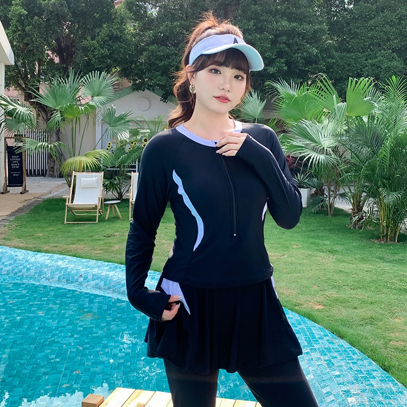 Женский раздельный купальник с длинным рукавом подкладкой